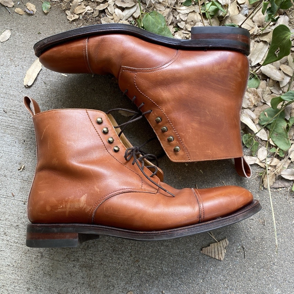 Meermin 101527 Calf Derby Boots Copper Antique Size UK9 US10 Goodyear-Welted